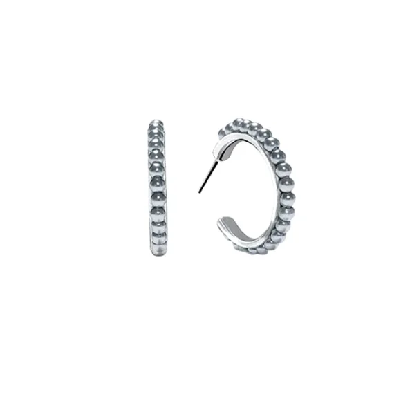 NEW! Pearly Grey Hoop Earrings - Picture 1 of 5